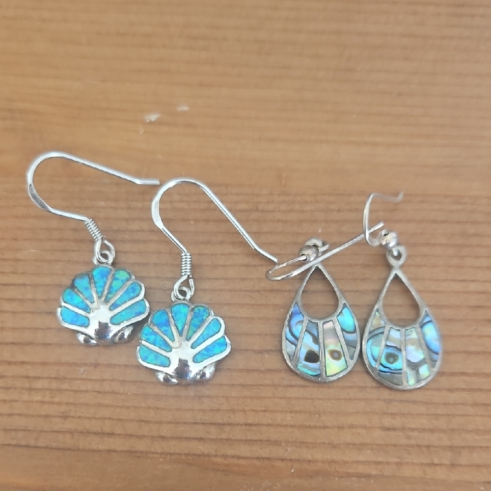 Elegant Silver and Blue Shell Sterling Silver Earrings